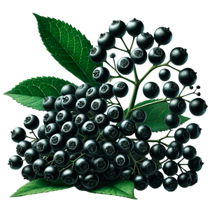 ფოტოზე გამოსახულია სამკურნალო მცენარე ანწლის ნაყოფი (Sambucus ebulus Fructus)