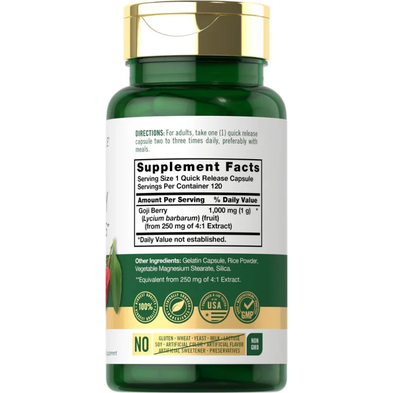 Carlyle Nutritionals - გოჯი ბერი 1000 მგ, 120 კაფსულა პროდუქტის შემადგენლობა