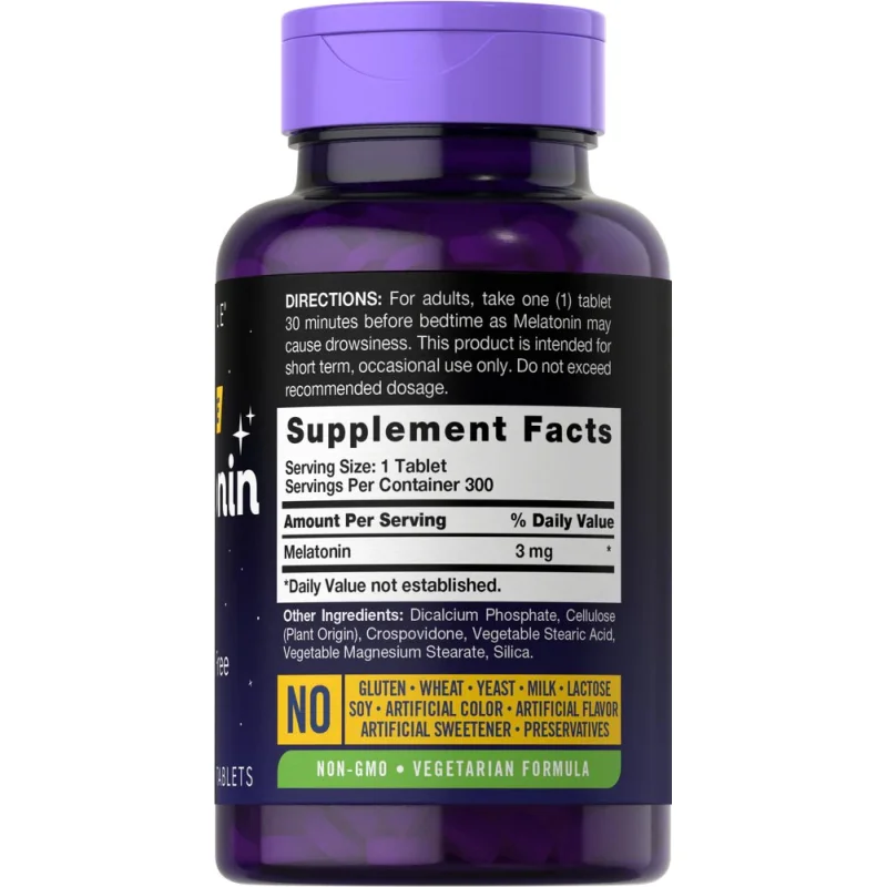 Carlyle Nutritionals - მელატონინი 3 მგ 300 ტაბლეტი პროდუქტის შემადგენლობა